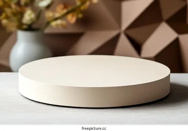 Empty Round Display Platform Against Abstract Background