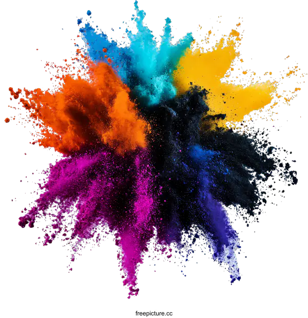 [Transparent Background PNG]Colorful Powder Explosion Abstract Art