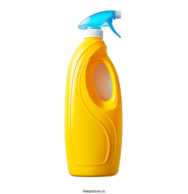 [Transparent Background PNG]Yellow Plastic Spray Bottle with Blue Trigger
