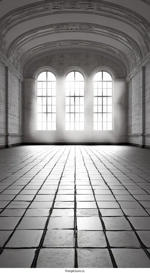 Grand Hall Interior with Sunlight