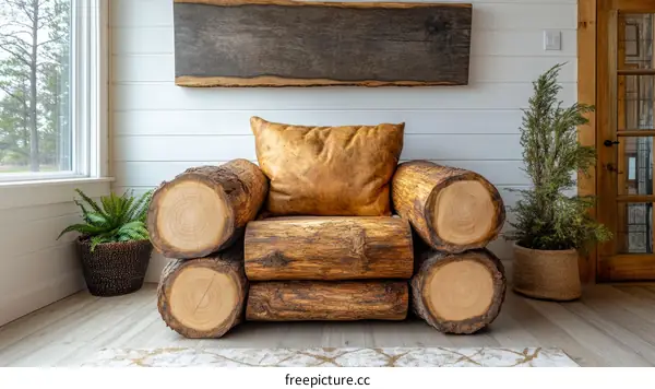 Rustic Log Furniture in a Cozy Interior Setting