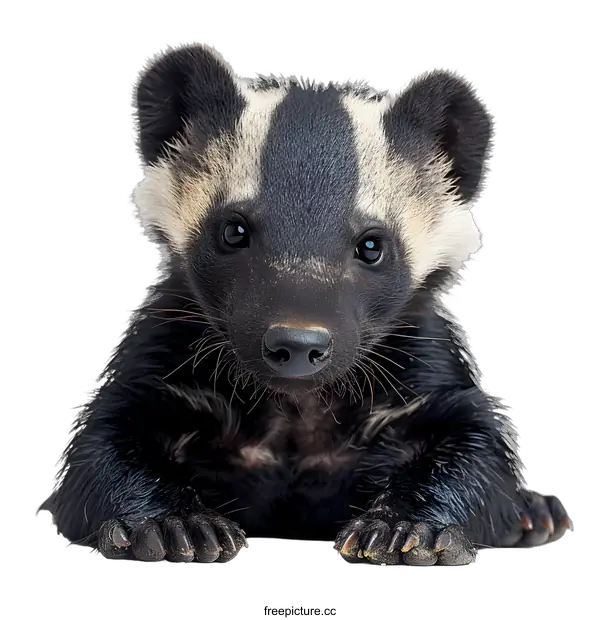 [Transparent Background PNG]Honey Badger Cub Portrait on White Background
