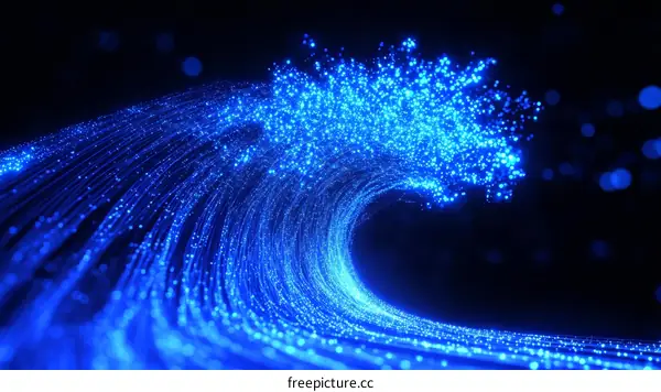 Abstract Blue Wave of Light