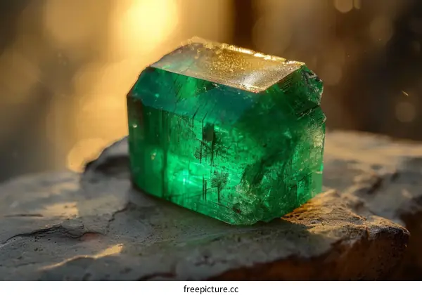 Large green emerald crystal