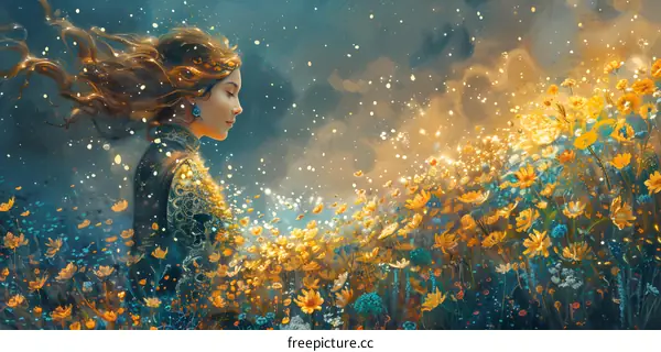 Lady in the Golden Flower Sea