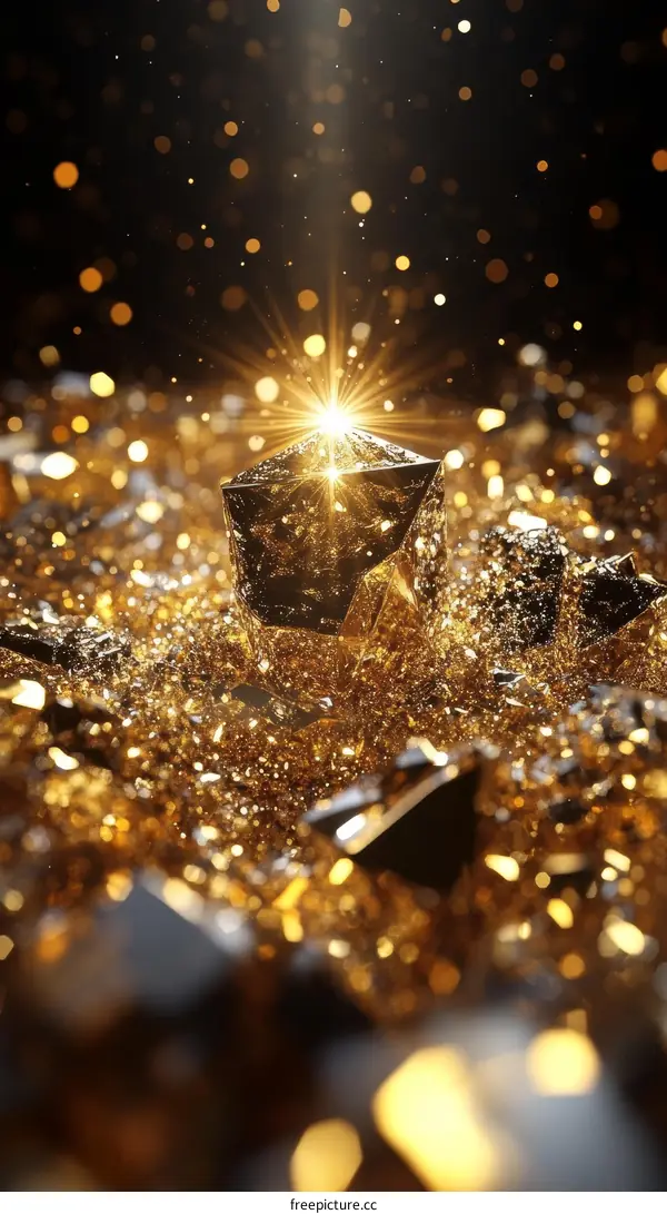 Golden Crystal Geometric Shape Illustrative Image