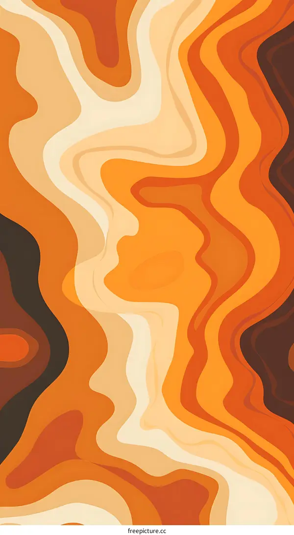 Abstract Orange and Brown Wavy Lines Background Design