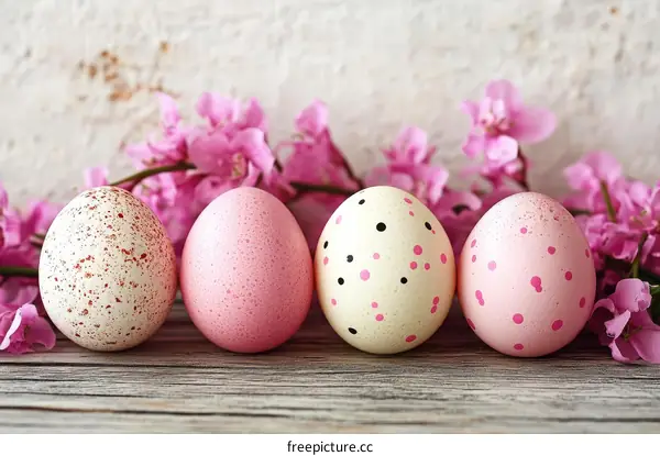 Easter Eggs with Pink Flowers