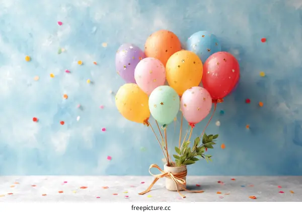 Colorful Balloons Decoration on Pastel Background