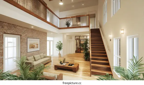 Spacious Open-Concept Interior Design Illustration