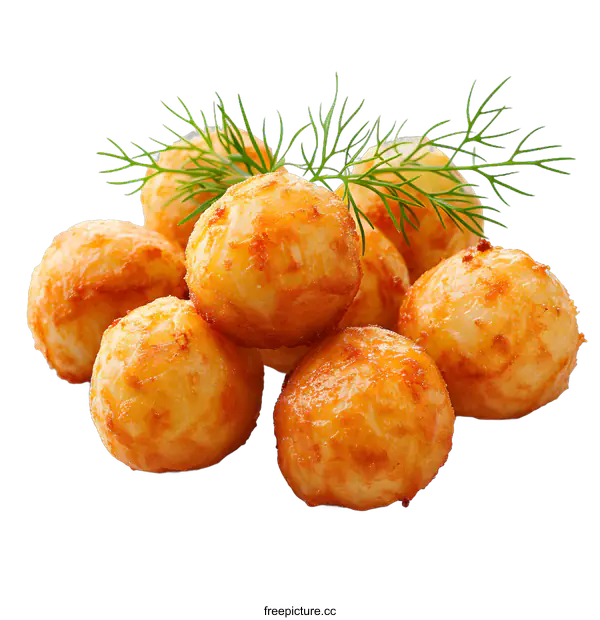 [Transparent Background PNG]Fried potato balls with dill