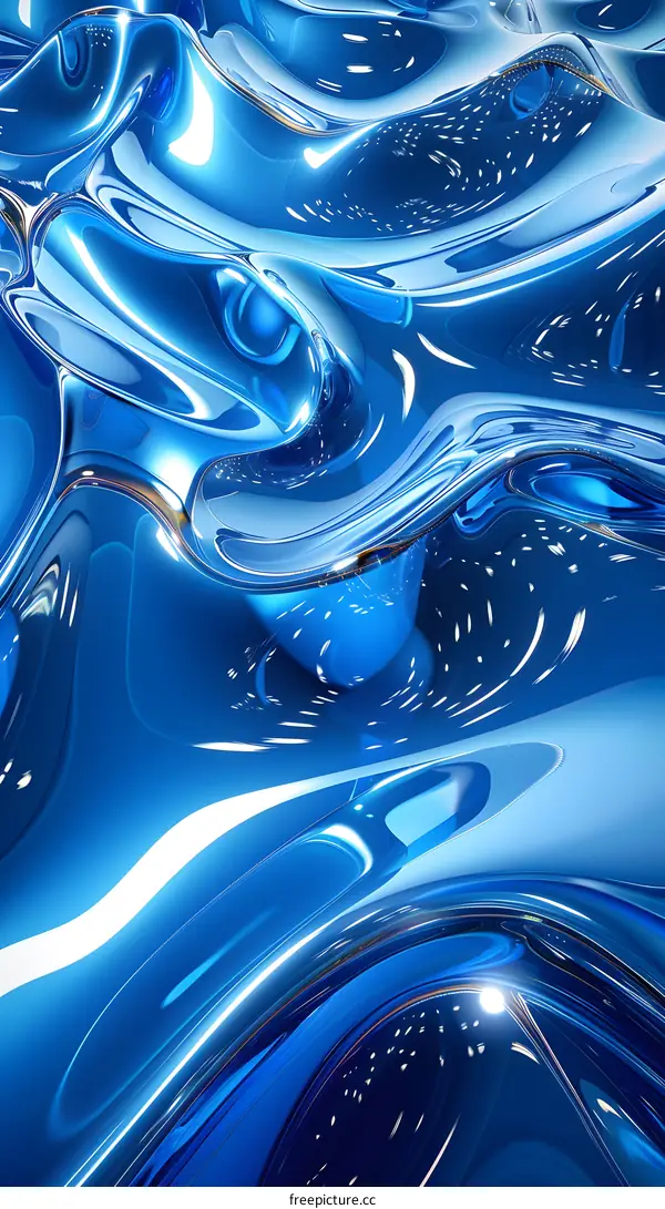 Abstract Blue Liquid 3D Render
