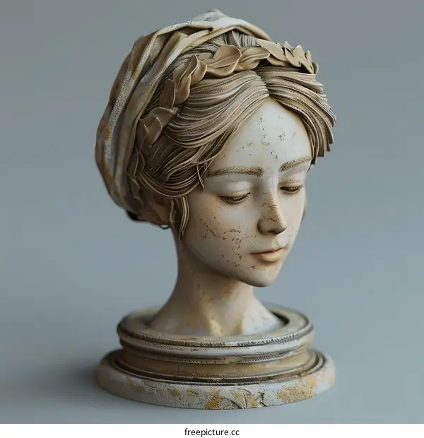 a sculpture of a womans head