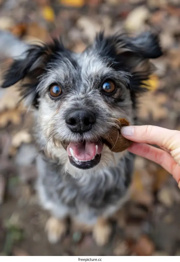Cute Terrier Mix Dog with a Treat