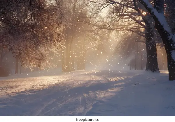 Snowy Path Through the Woods