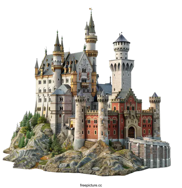 [Transparent Background PNG]Neuschwanstein Castle, a Fairytale Castle