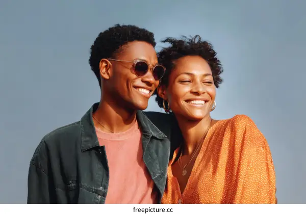 Happy Couple Outdoors Portrait