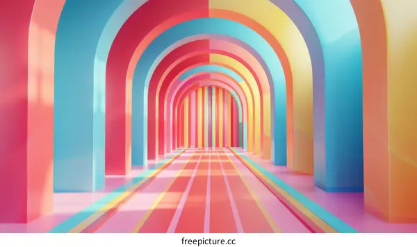 Rainbow Archway Colorful 3D Rendering
