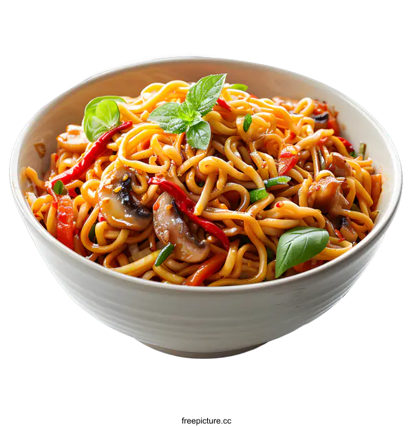 [Transparent Background PNG]noodles with vegetables
