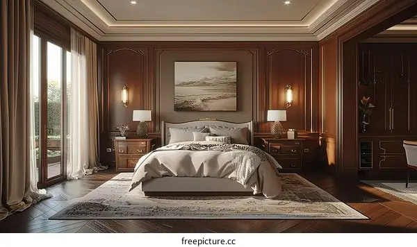 Elegant Classic Bedroom Interior Design Illustration