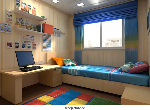 Modern Kids Bedroom Interior Design with Colorful Decor