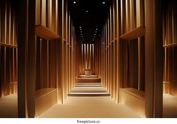 Wooden Corridor with Light