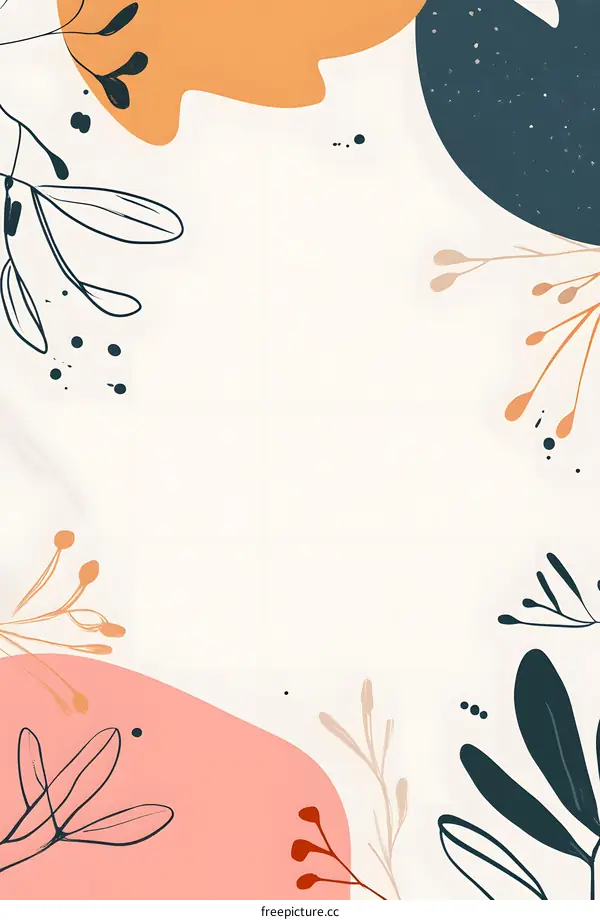 Abstract Floral Background with Hand Drawn Elements