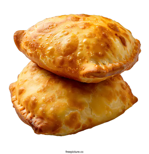 [Transparent Background PNG]Two delicious fried empanadas on white background