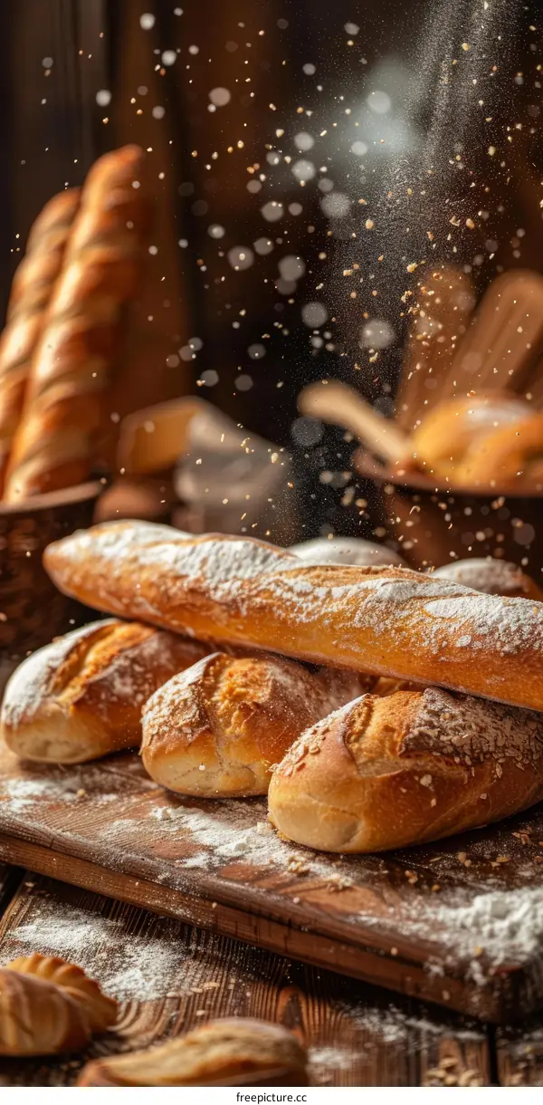 Freshly Baked Loaf of Bread with Flour Sprinkle