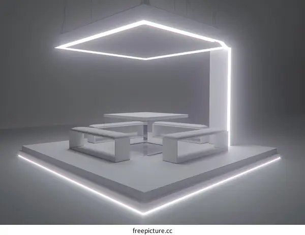White Minimalist Booth with Neon Lights