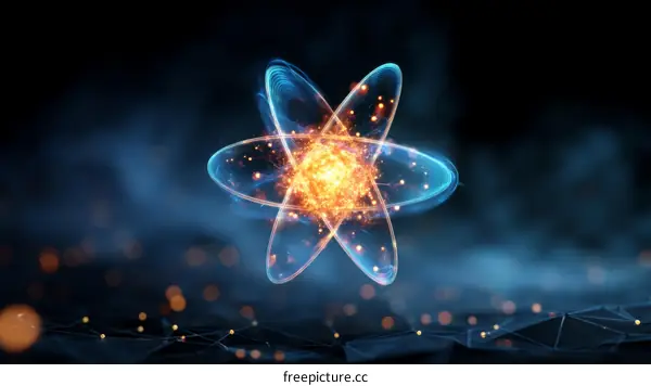 Atom Structure Illustration with Abstract Background