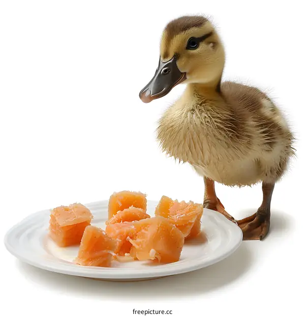 Duckling and Salmon Treats on White Background