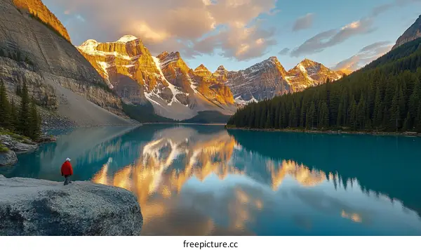 Majestic Canadian Rockies Sunrise Over Turquoise Lake