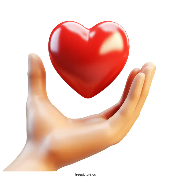 [Transparent Background PNG]Hand Holding a Red Heart Illustration