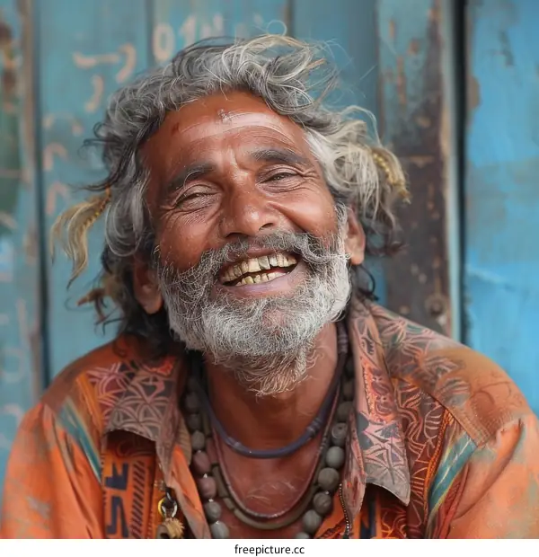 Smiling Elderly Indian Man Portrait