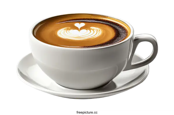 [Transparent Background PNG]Delicious Latte Art Coffee in a White Cup