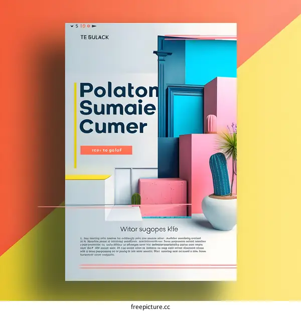 Abstract Geometric Shapes and Cactus Poster