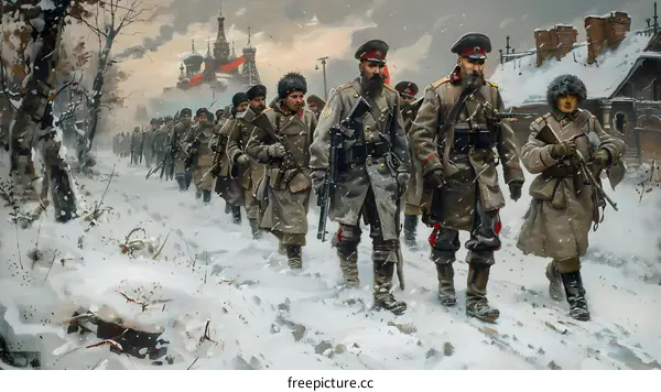 Russian soldiers in the snow