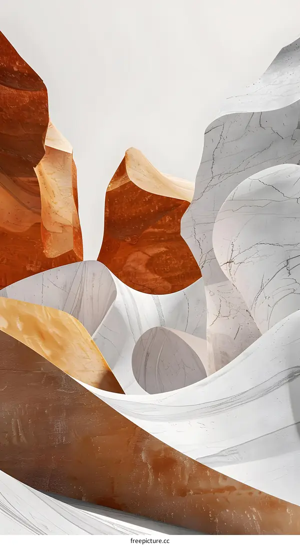 Abstract Background with 3D Curved Stone Shapes