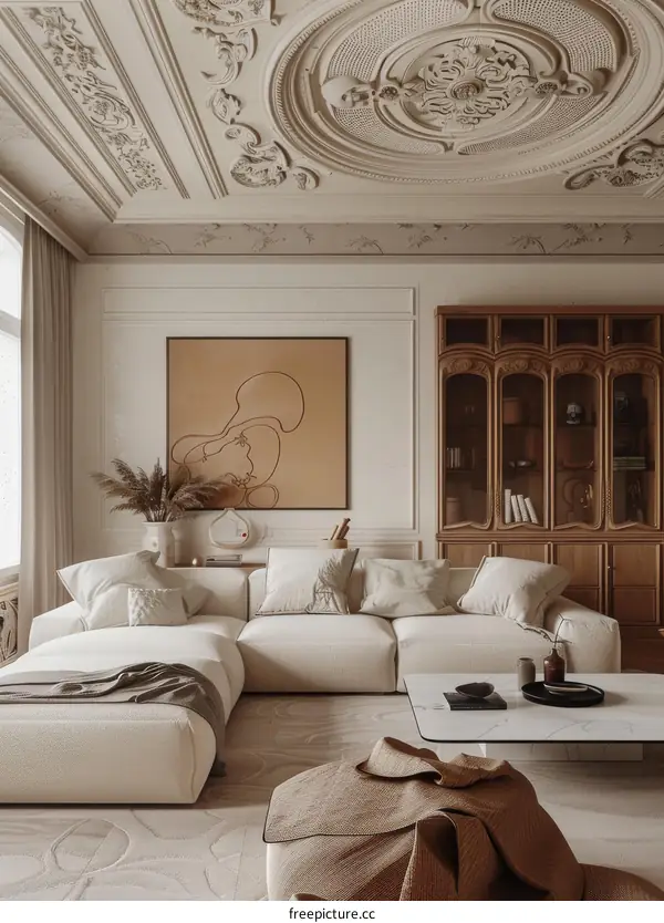 Creamy and Luxurious Living Room