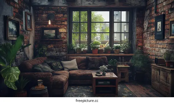 Rustic Industrial Living Room Interior Design