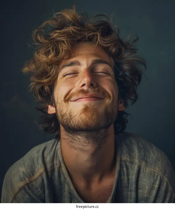 Close-up Portrait of a Man with Curly Hair