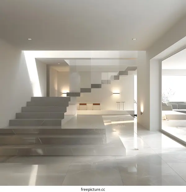 Modern Minimalist Staircase Design in Luxury Home