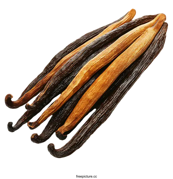 [Transparent Background PNG]Dried Vanilla Beans Close-up on White Background