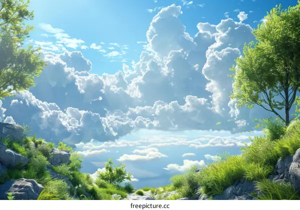 Mesmeric Azure Sky with White Cloud Formations