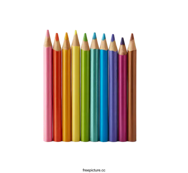 [Transparent Background PNG]Colorful Crayons Arranged in a Row
