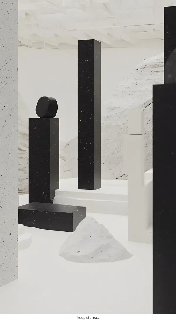 Abstract Minimalist Design with Geometric Shapes in a White Space