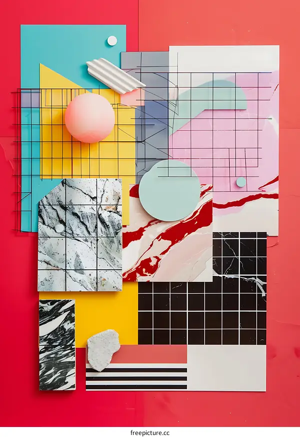 Abstract Art Collage With Geometric Shapes and Colors