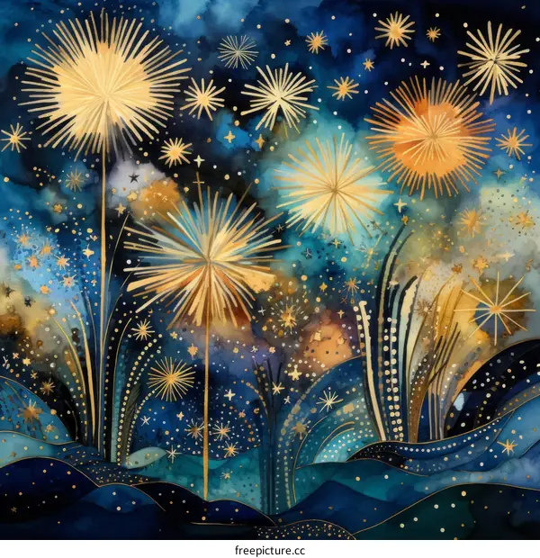 Fireworks Over the Ocean