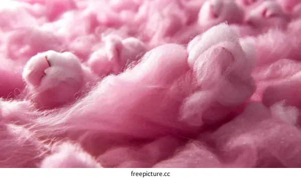 A close-up of pink cotton candy